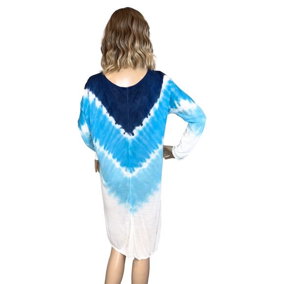 C06 Venus Long Sleeve Lightweight V Neck Tie Dye Cover Up Dress SZ M $49 - Picture 7 of 13